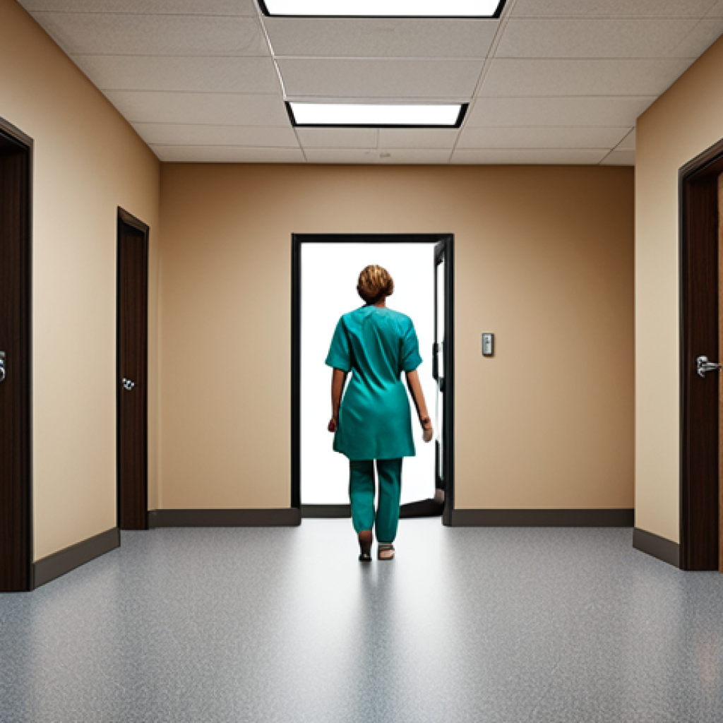 ** A person confidently walking into a therapist's office. The scene should convey hope and taking the first step towards mental well-being. Incorporate elements of a welcoming and safe environment in the clinic setting.

**