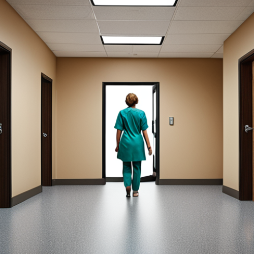 Home 4 ** A person confidently walking into a therapist's office. The scene should convey hope and taking the first step towards mental well-being. Incorporate elements of a welcoming and safe environment in the clinic setting.
**