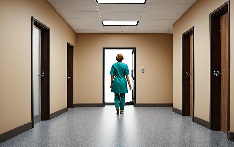 ** A person confidently walking into a therapist's office. The scene should convey hope and taking the first step towards mental well-being. Incorporate elements of a welcoming and safe environment in the clinic setting.

**