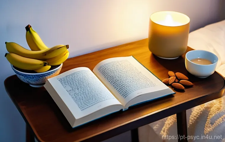 불면증 개선 식단 - **Prompt 1: Peaceful Pre-Sleep Ritual with Sleep-Friendly Foods**
    "A serene and cozy indoor scen...