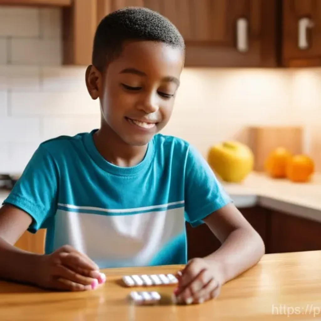 소아 ADHD 치료 비용 - **Prompt:** A diverse 8-year-old child, wearing a comfortable t-shirt and shorts, is sitting at a cl...