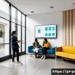 Home 19 정신과 심리검사 예약 방법 - A warm, inviting modern psychiatric clinic reception area in São Paulo, Brazil, with diverse patient...