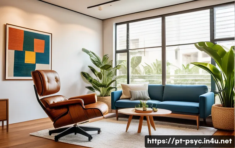 정신과 상담 효과 비교 - A cozy therapy room in a modern Brazilian apartment, featuring warm natural light streaming through ...