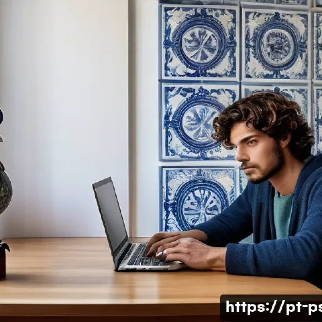 강박증 원인과 치료법 - A detailed, realistic illustration of a young adult Portuguese man sitting at a desk in a modern Lis...