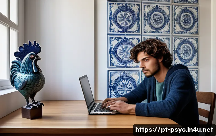 강박증 원인과 치료법 - A detailed, realistic illustration of a young adult Portuguese man sitting at a desk in a modern Lis...